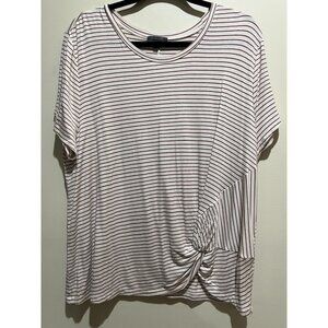 Madison Short Sleeve Top Size X-Large ~ Brown & White Striped